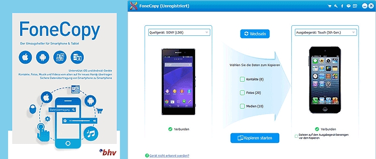 FoneCopy: Software für den Datenumzug aufs neue Smartphone