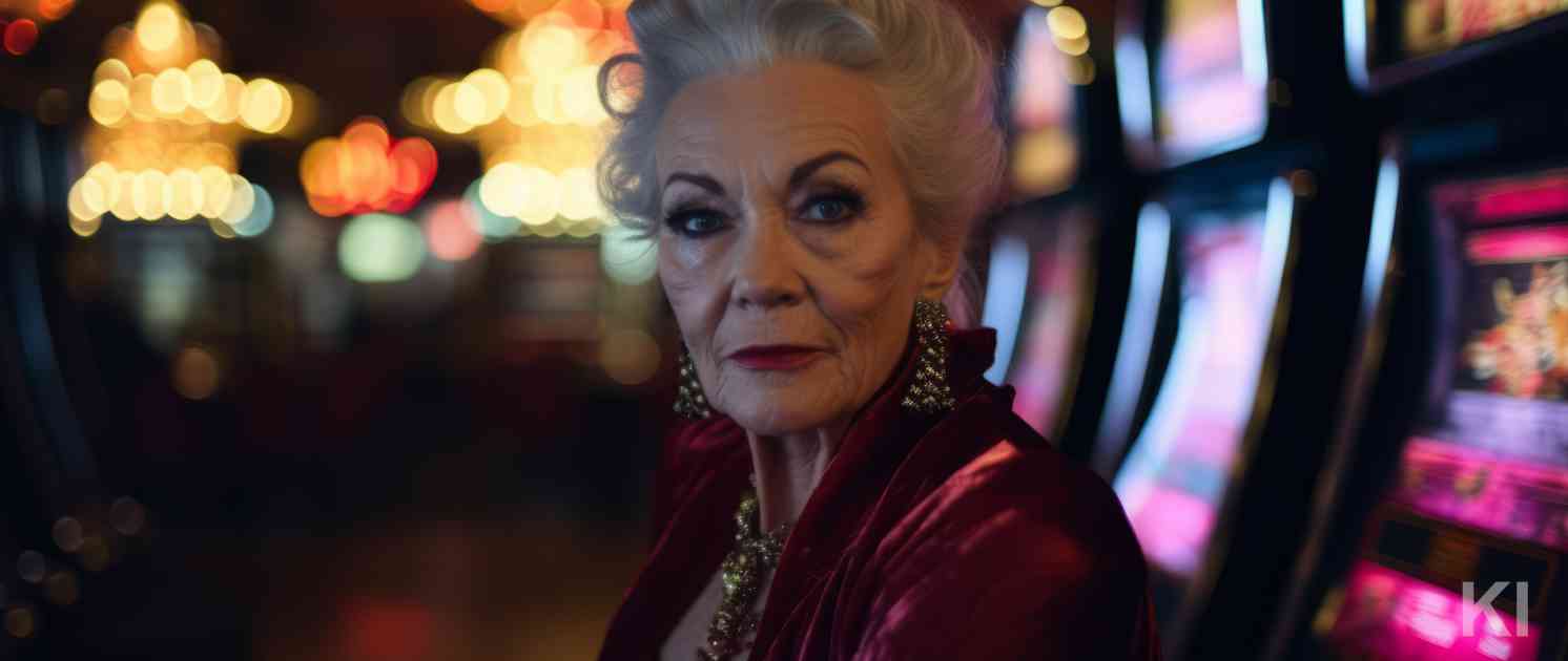 Alte Frau im Casino